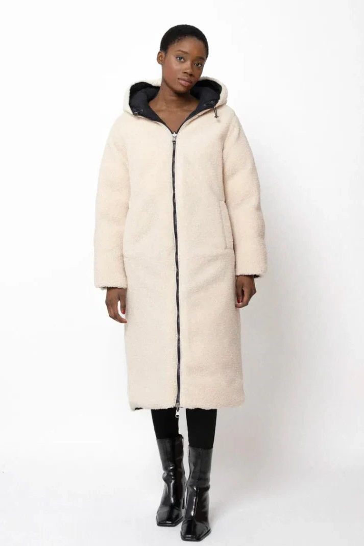 Reversible Sherpa Puffer Coat for Women - View 3