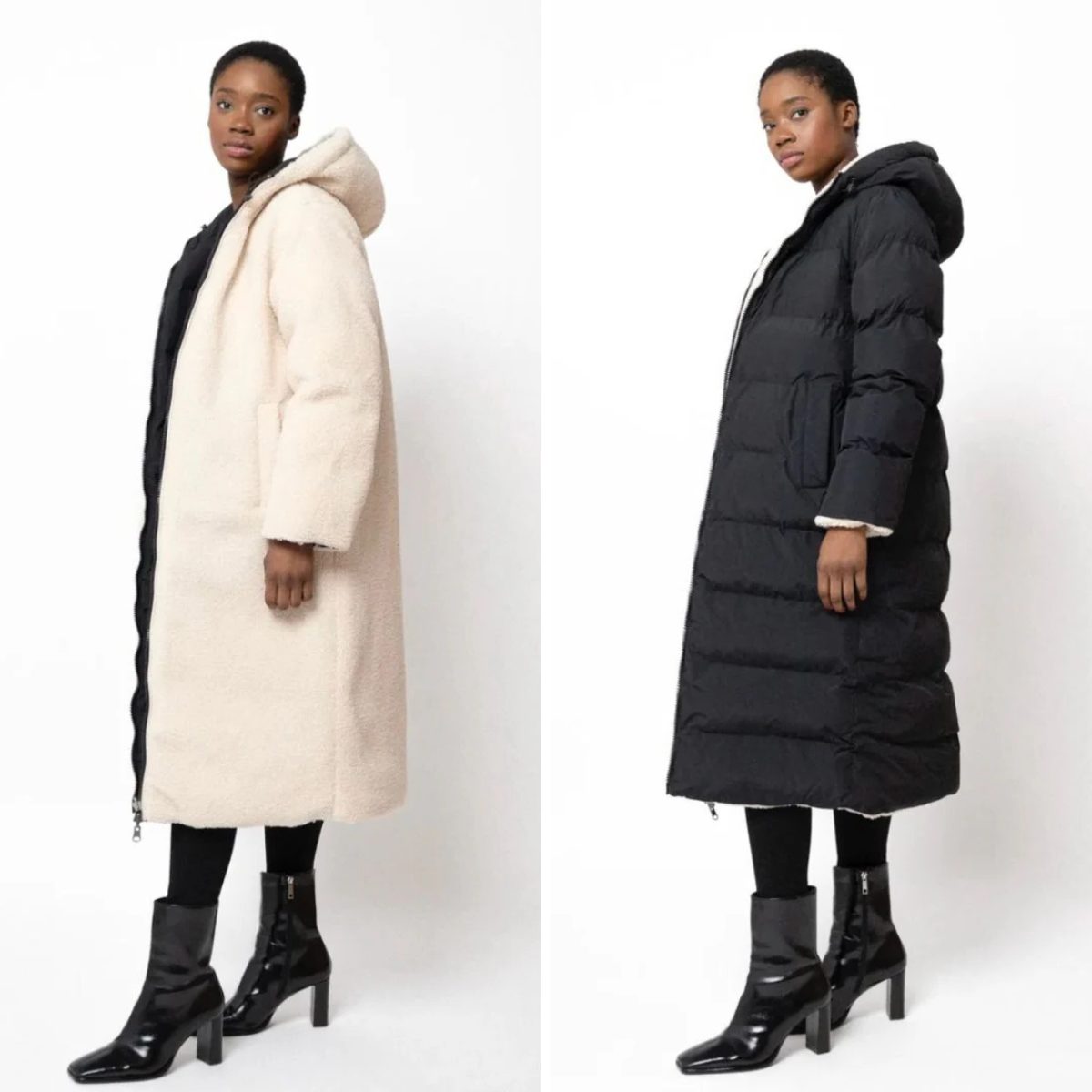 Reversible Sherpa Puffer Coat for Women - View 4