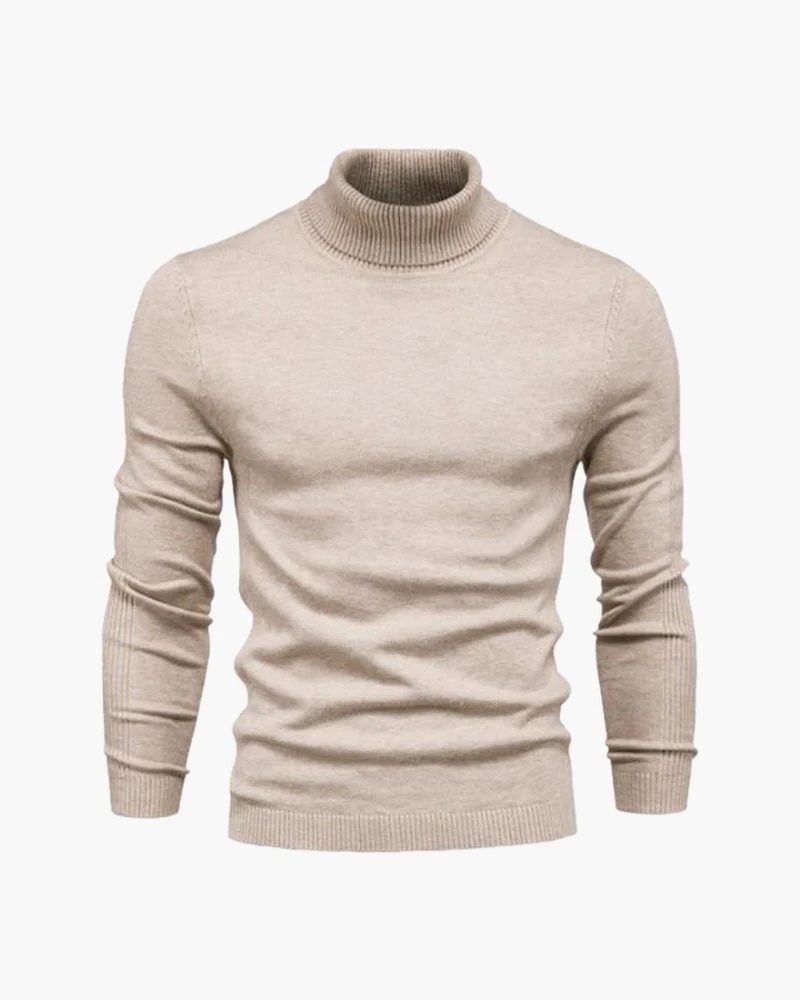 Ribbed Knit Roll Neck Jumper for Men