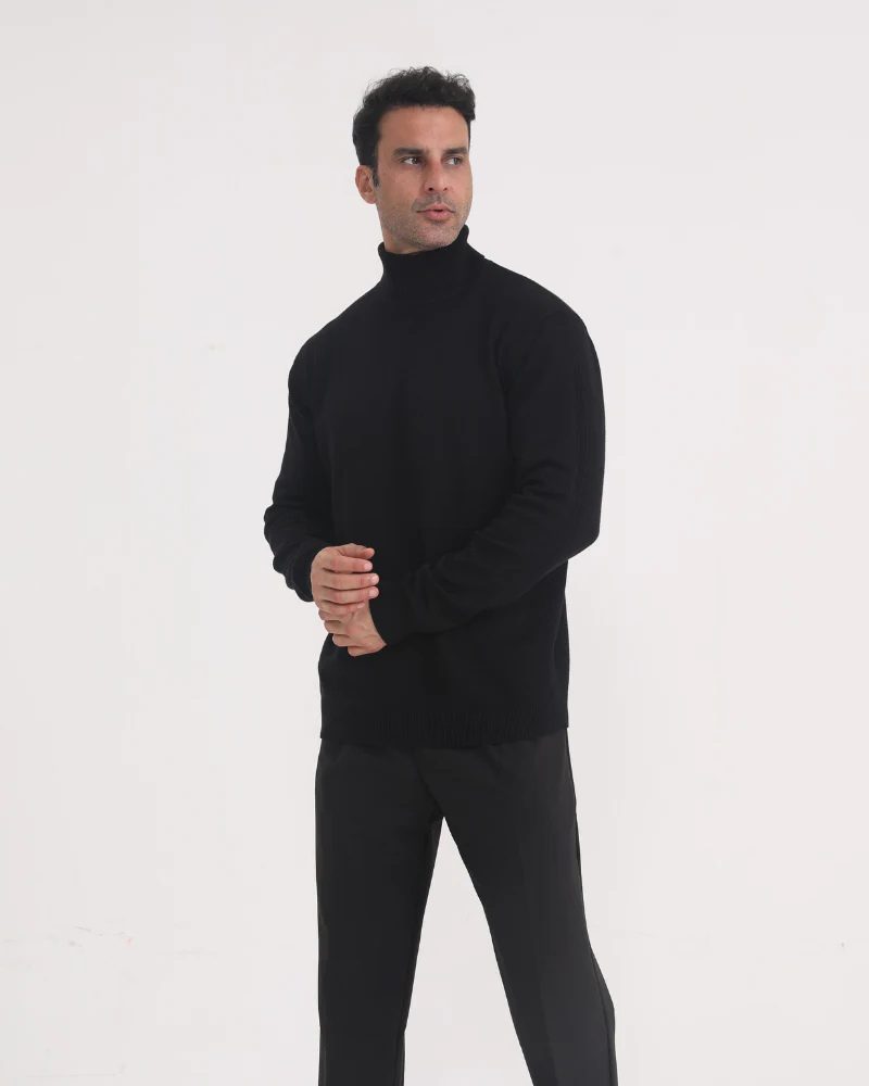 Ribbed Knit Roll Neck Jumper for Men - View 7