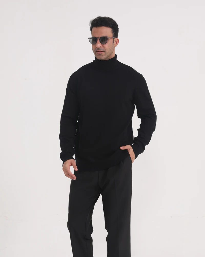 Ribbed Knit Roll Neck Jumper for Men - View 2
