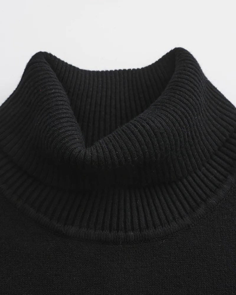 Ribbed Knit Roll Neck Jumper for Men - View 4