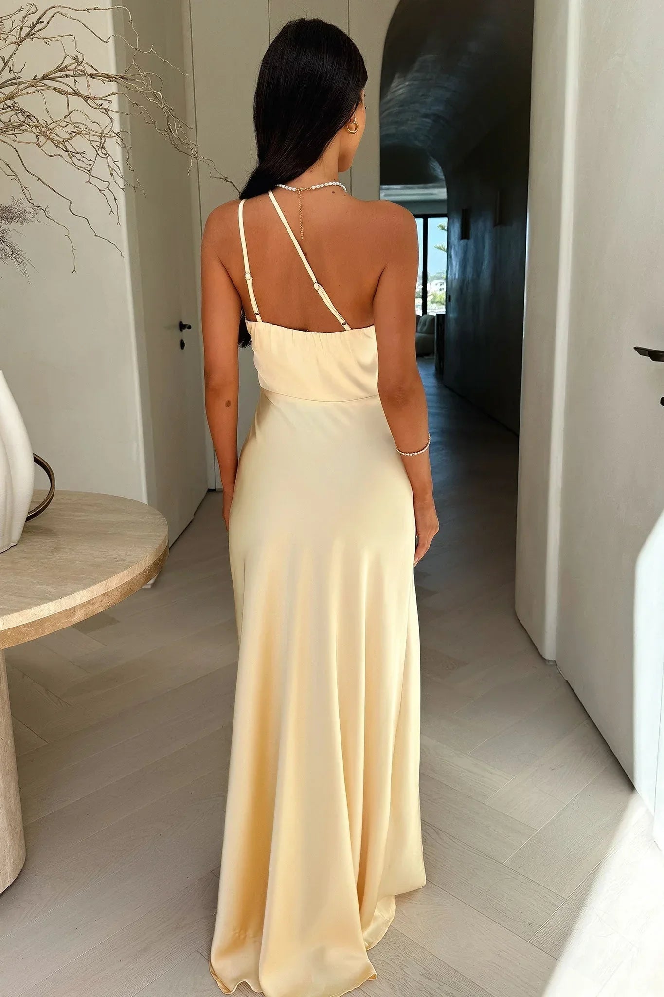 One-Shoulder Split Wedding Guest Maxi Dress for Women