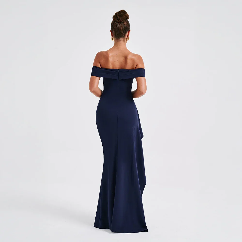 Off-Shoulder Ruched Wedding Guest Maxi Dress for Women