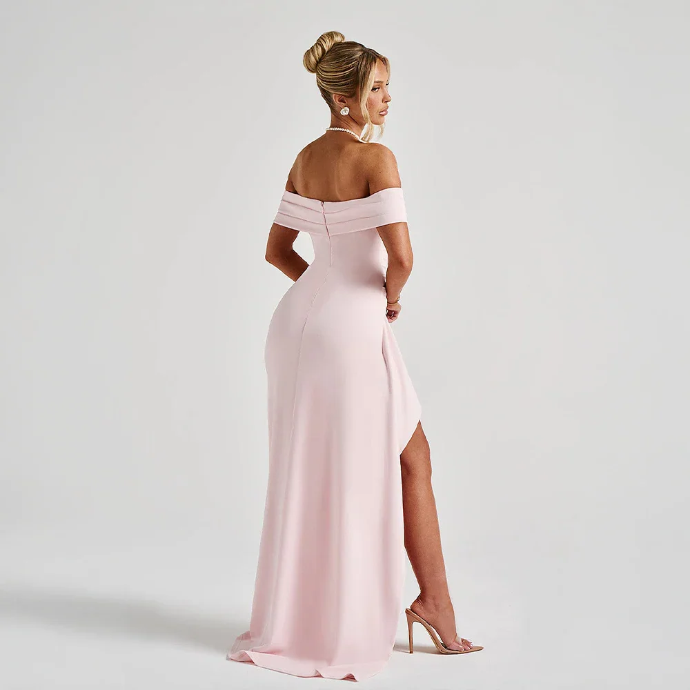 Off-Shoulder Ruched Wedding Guest Maxi Dress for Women