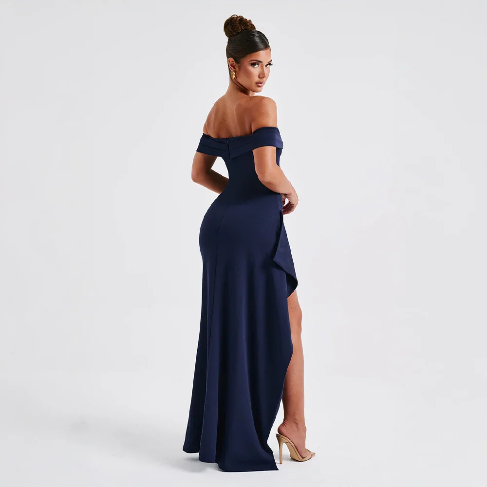 Off-Shoulder Ruched Wedding Guest Maxi Dress for Women