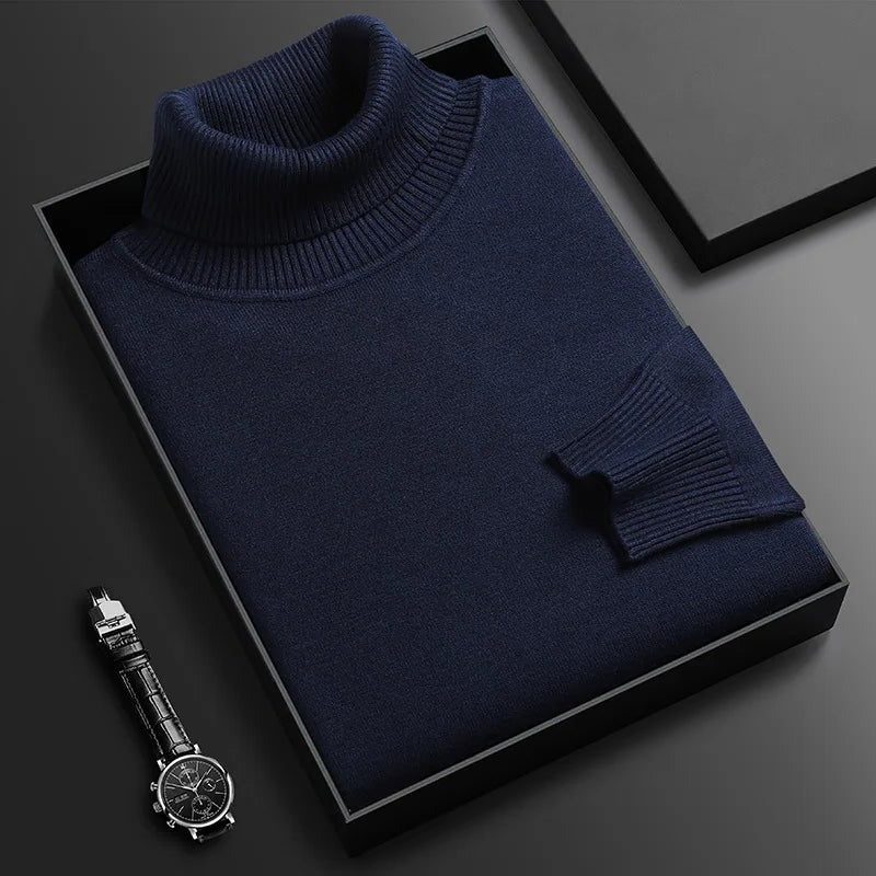 Roll Neck Long Sleeve Jumper for Women - Navy