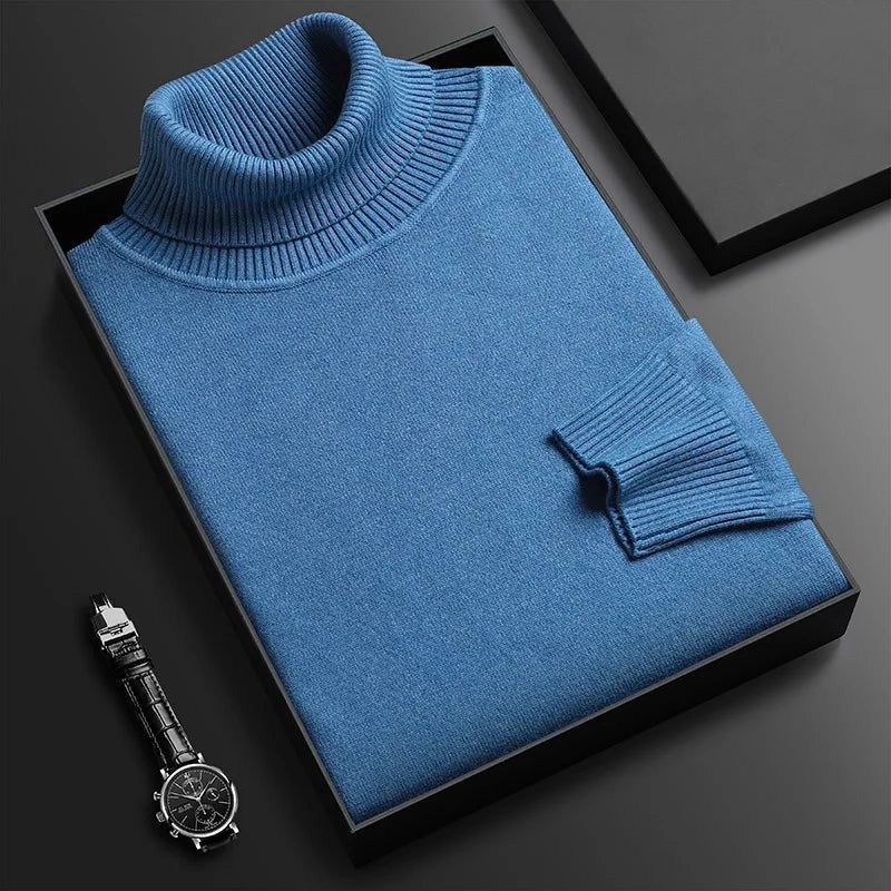 Roll Neck Long Sleeve Jumper for Women - Blue