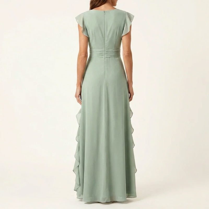 Ruffle Trim Wrap V-Neck Wedding Guest Maxi Dress for Women - View 6
