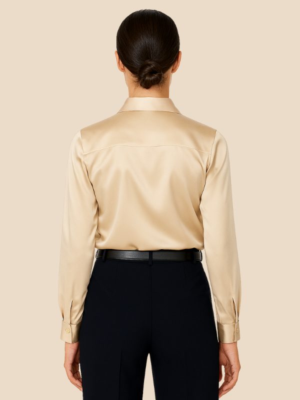 Satin Button-Down Shirt with Pointed Collar for Women - View 40