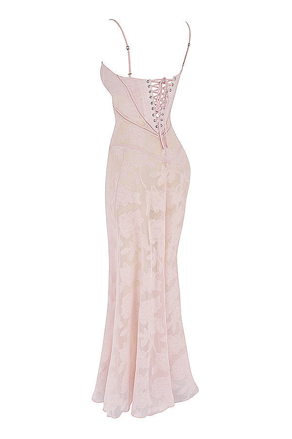 Lace-Up Wedding Guest Maxi Dress for Women