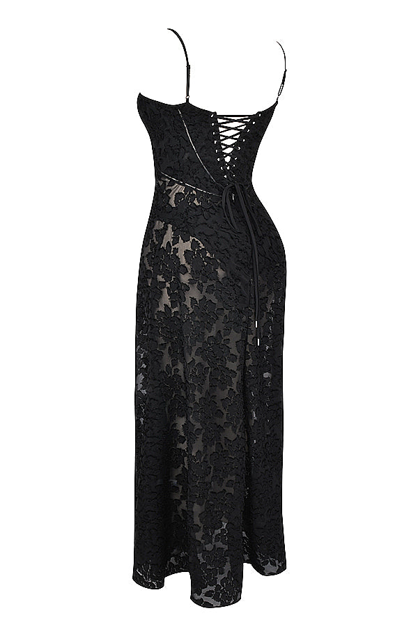 Lace-Up Wedding Guest Maxi Dress for Women