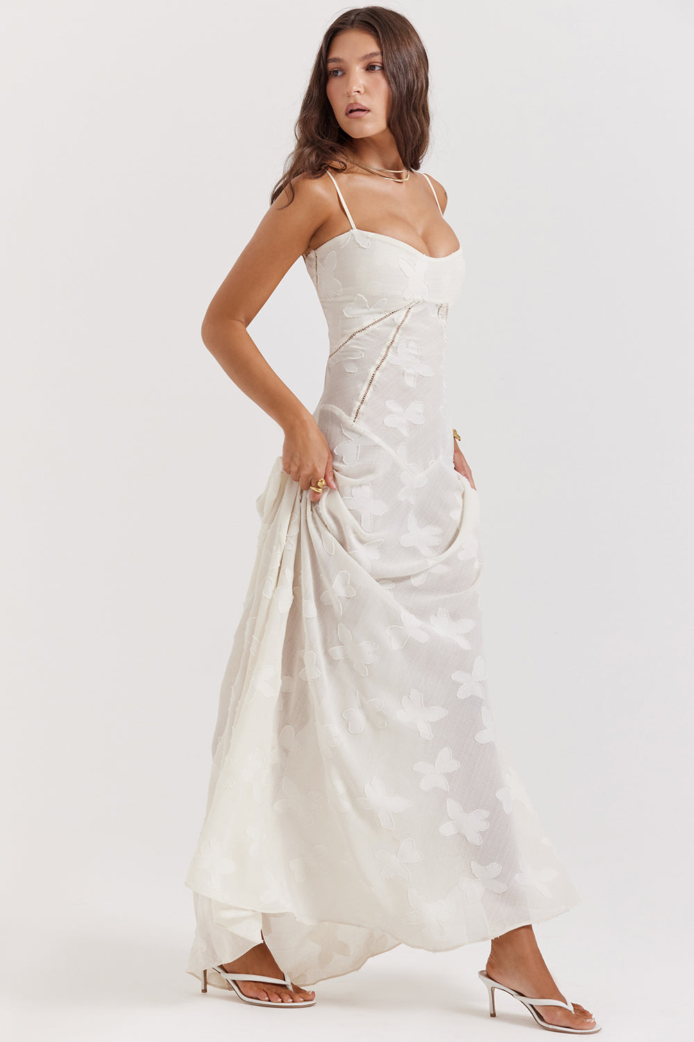 Lace-Up Wedding Guest Maxi Dress for Women