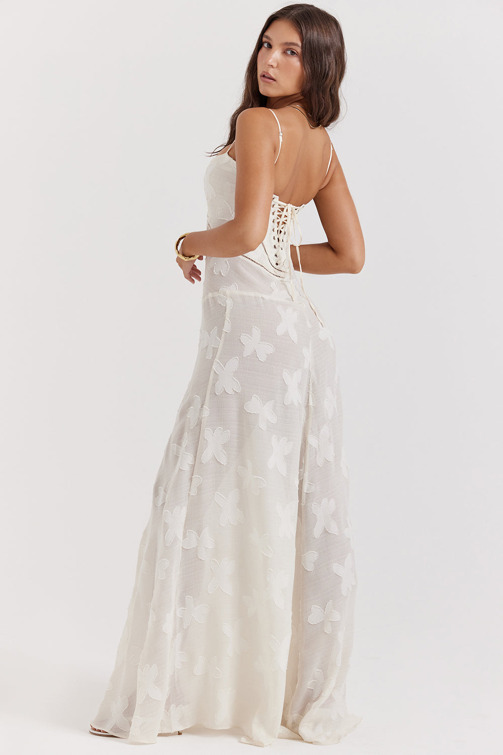 Lace-Up Wedding Guest Maxi Dress for Women