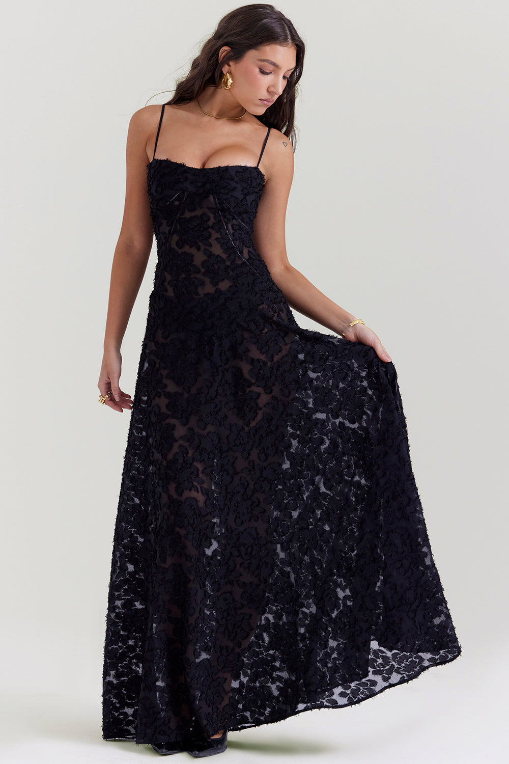 Lace-Up Wedding Guest Maxi Dress for Women