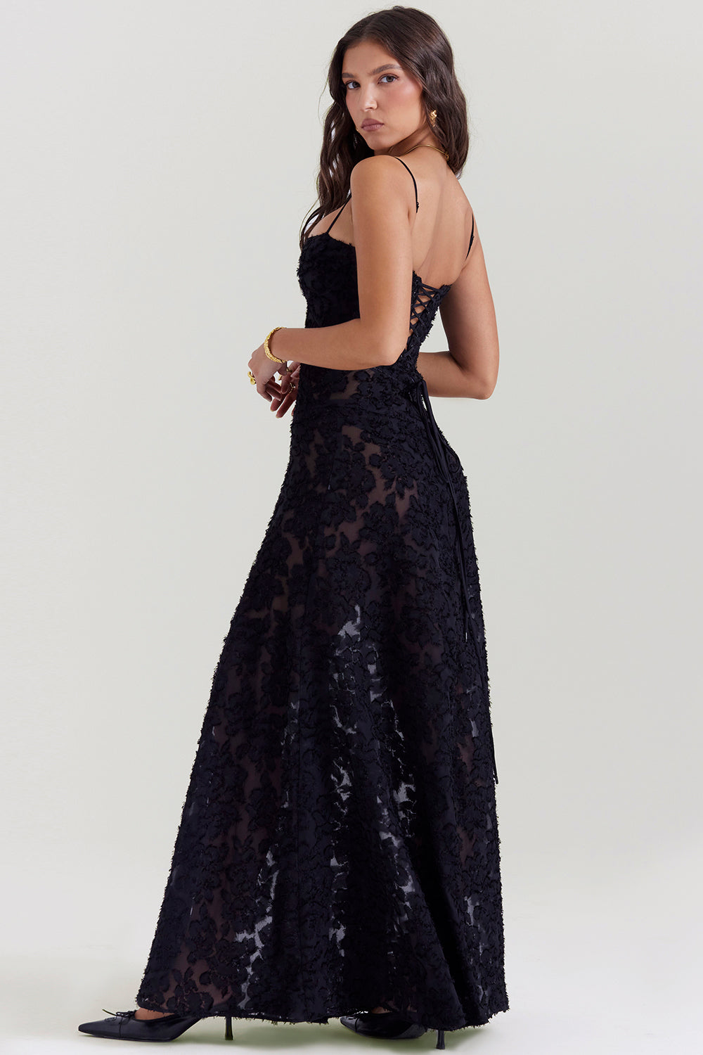 Lace-Up Wedding Guest Maxi Dress for Women