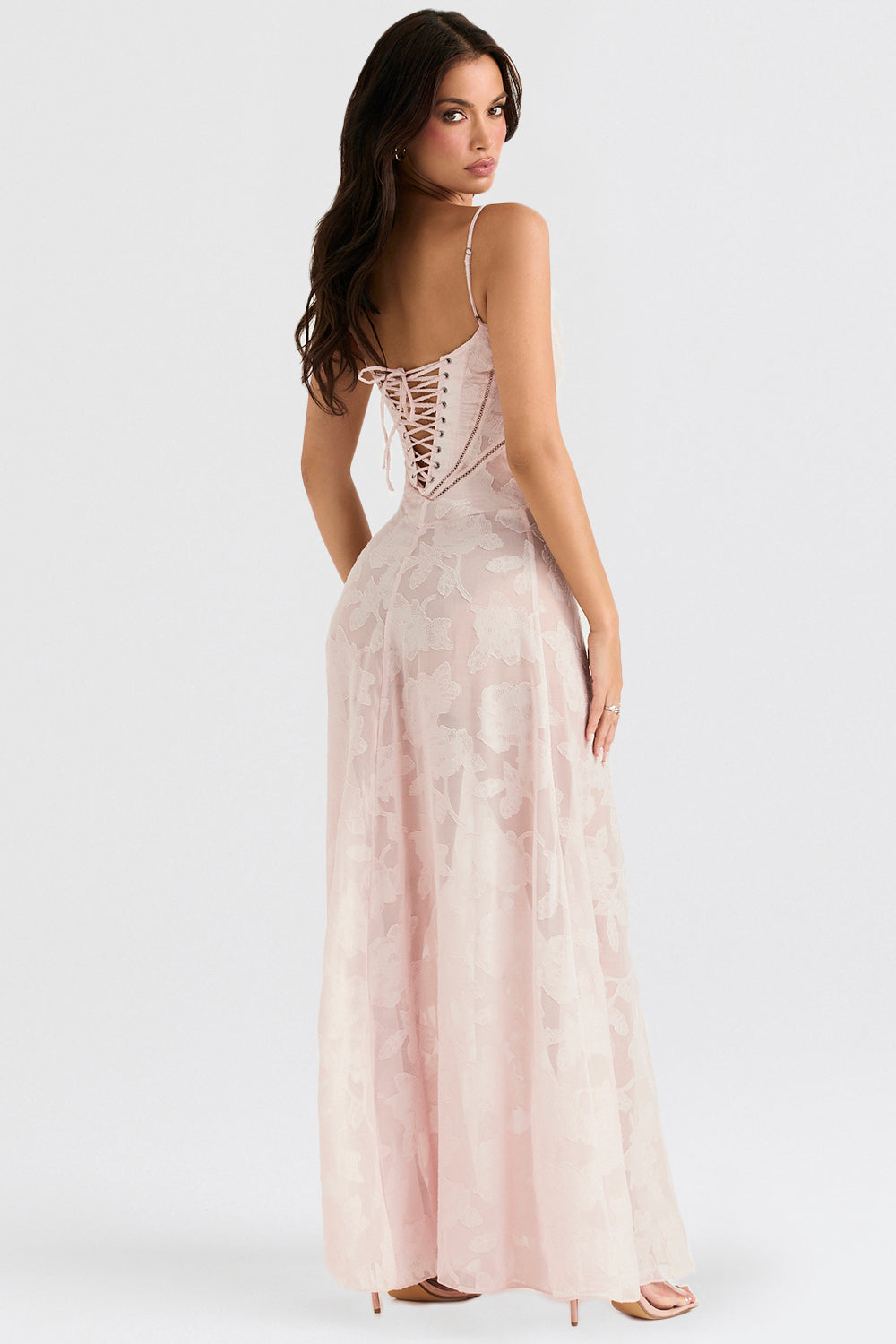 Lace-Up Wedding Guest Maxi Dress for Women