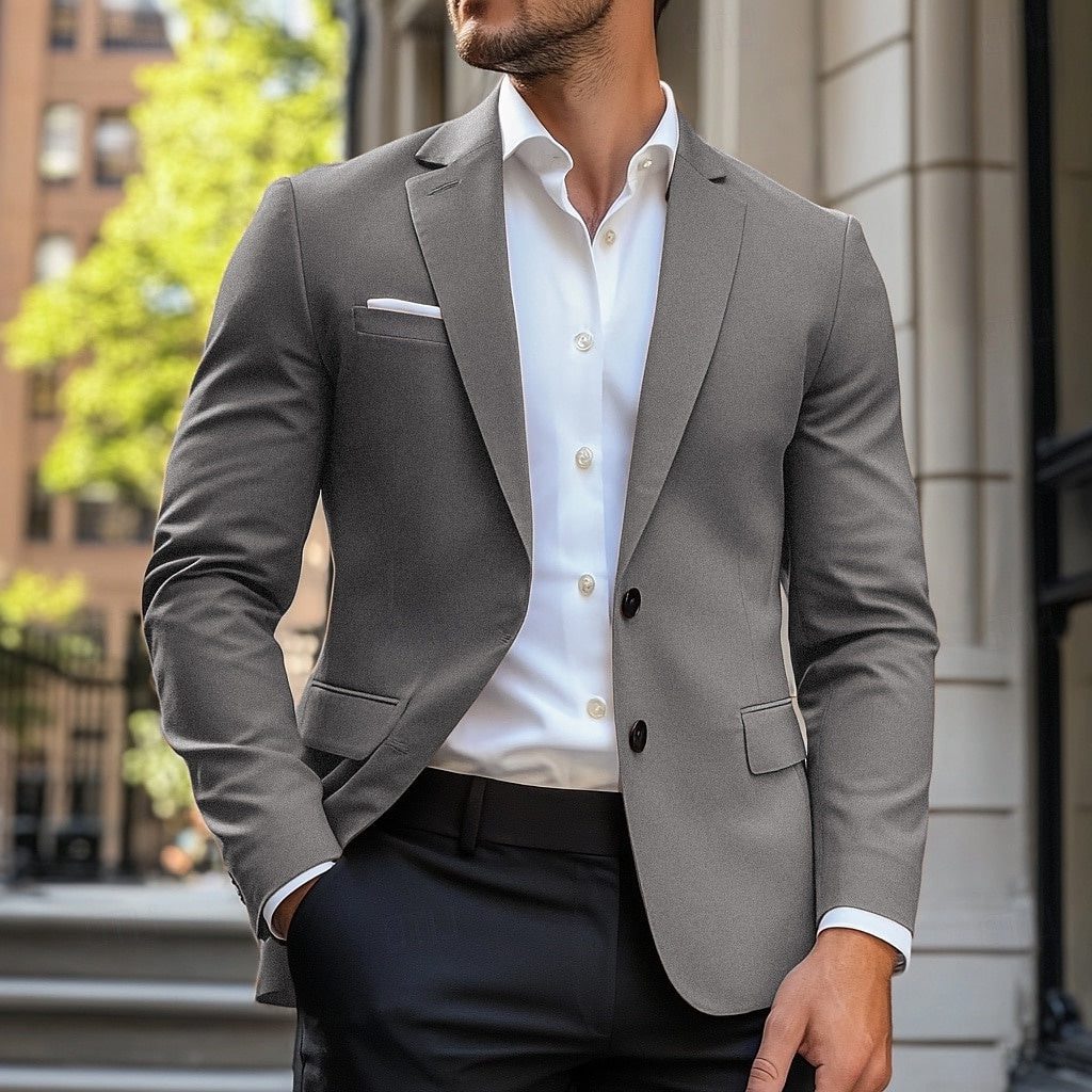 Single Breasted Blazer for Men - Light Grey