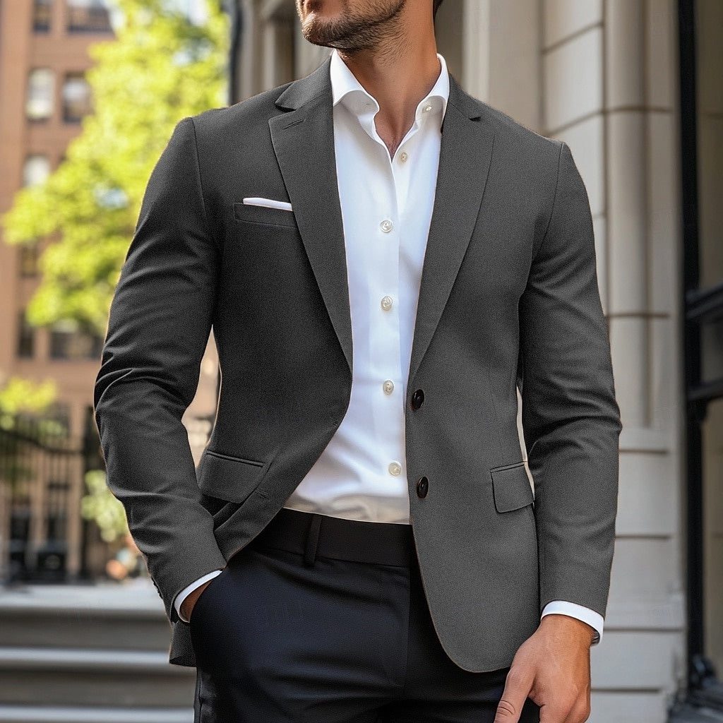 Single Breasted Blazer for Men - Dark Grey