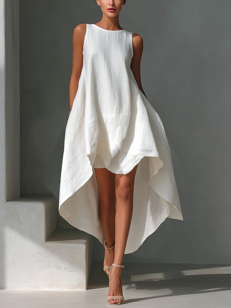 Sleeveless Asymmetric Hem Midi Dress for Women