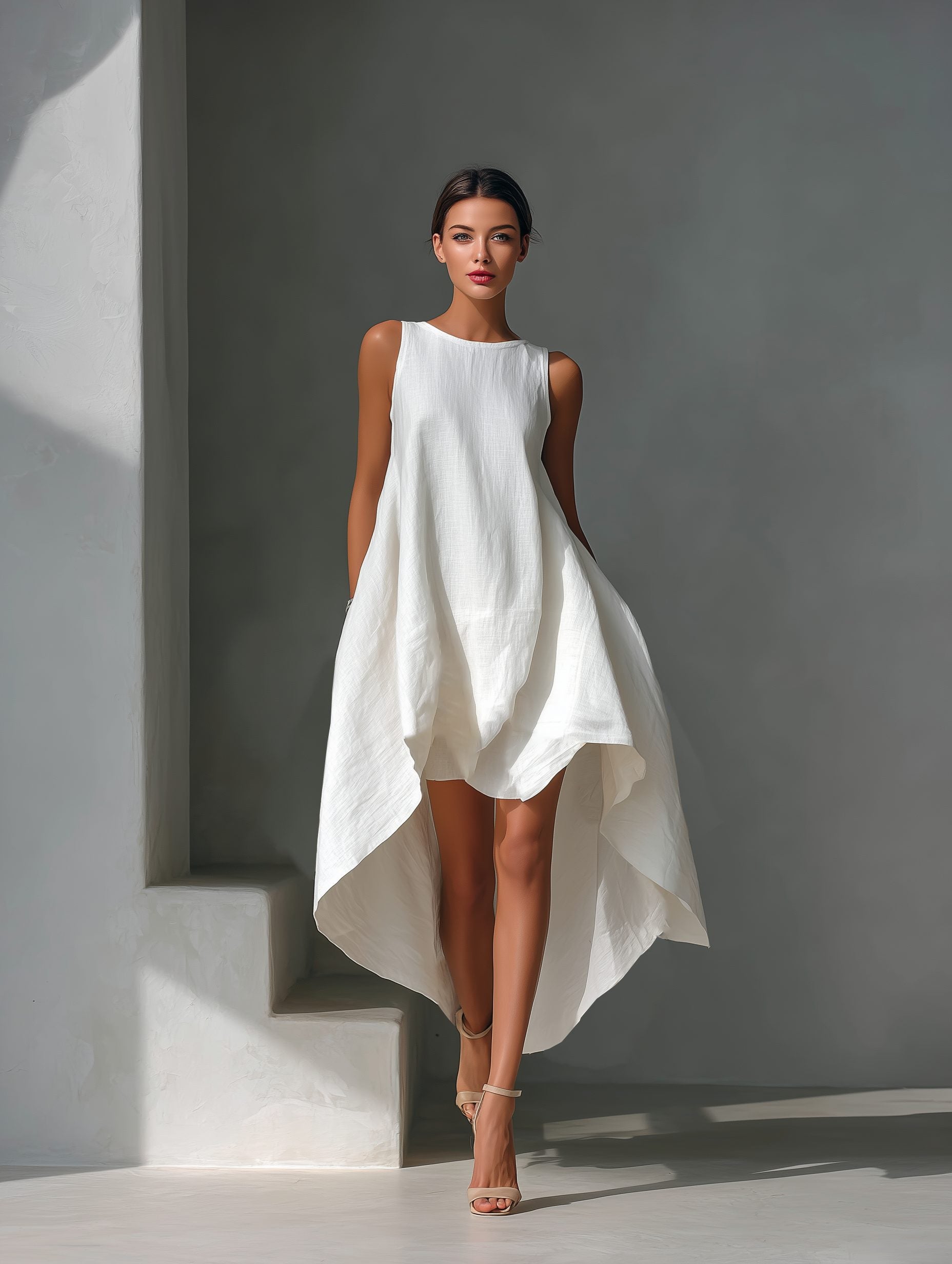 Sleeveless Asymmetric Hem Midi Dress for Women - View 2
