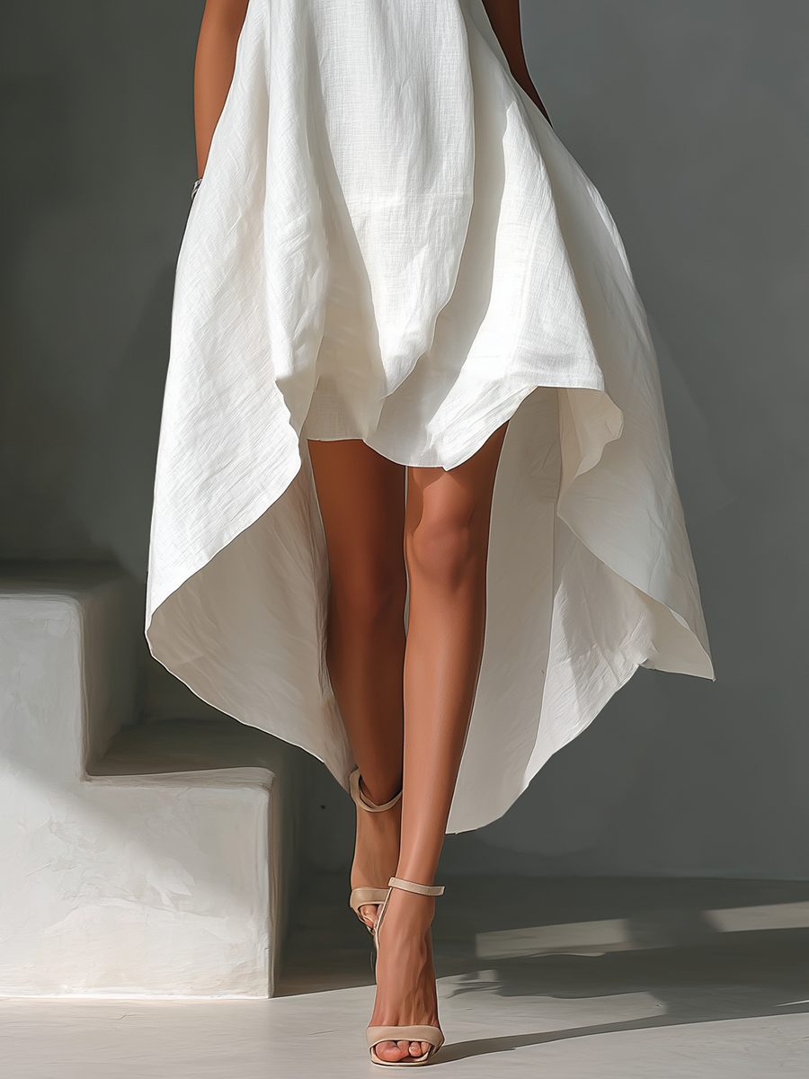 Sleeveless Asymmetric Hem Midi Dress for Women - View 7