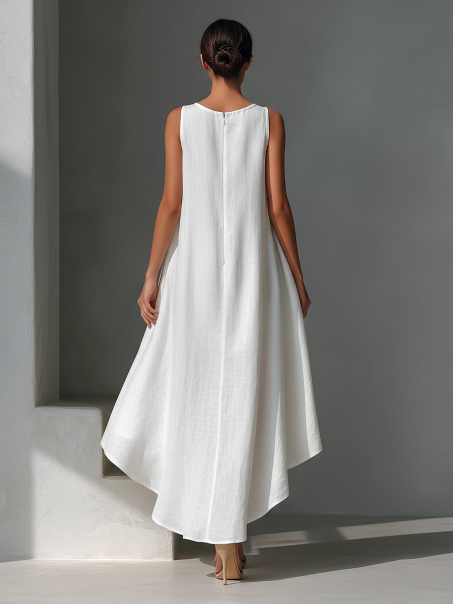 Sleeveless Asymmetric Hem Midi Dress for Women - View 9