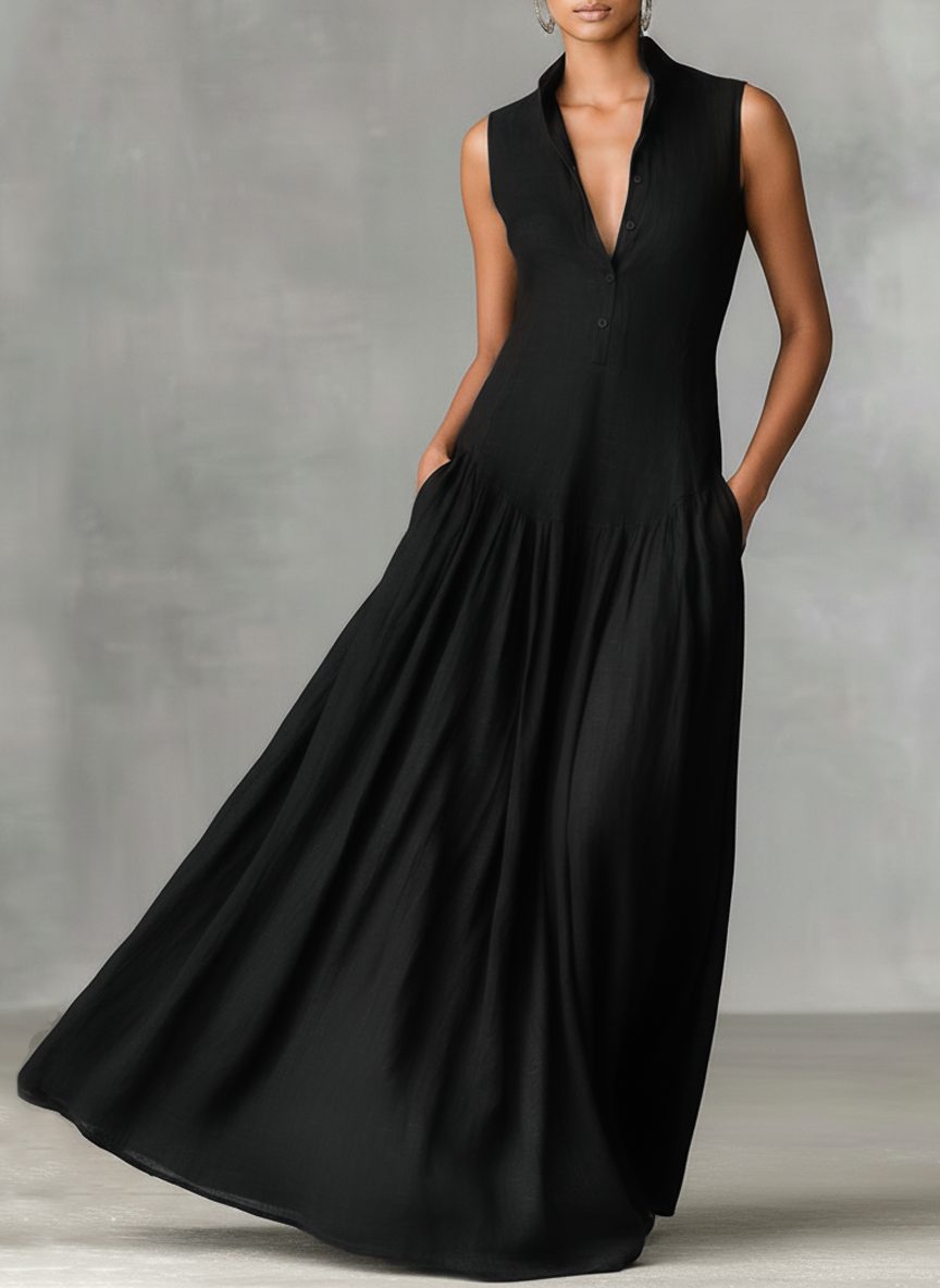 Sleeveless Button-Front Maxi Dress for Women