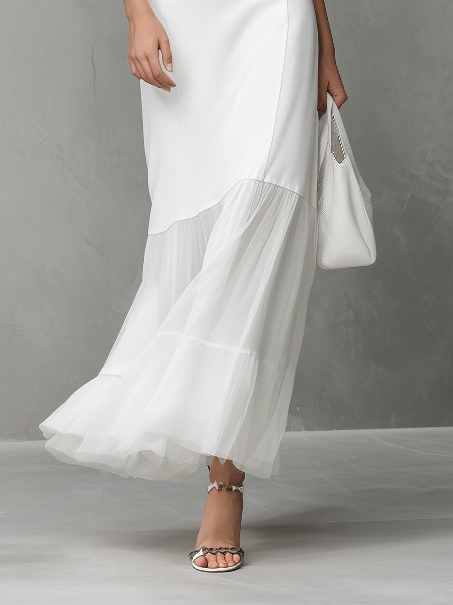 Sleeveless Midi Dress with Chiffon Hem for Women - View 4