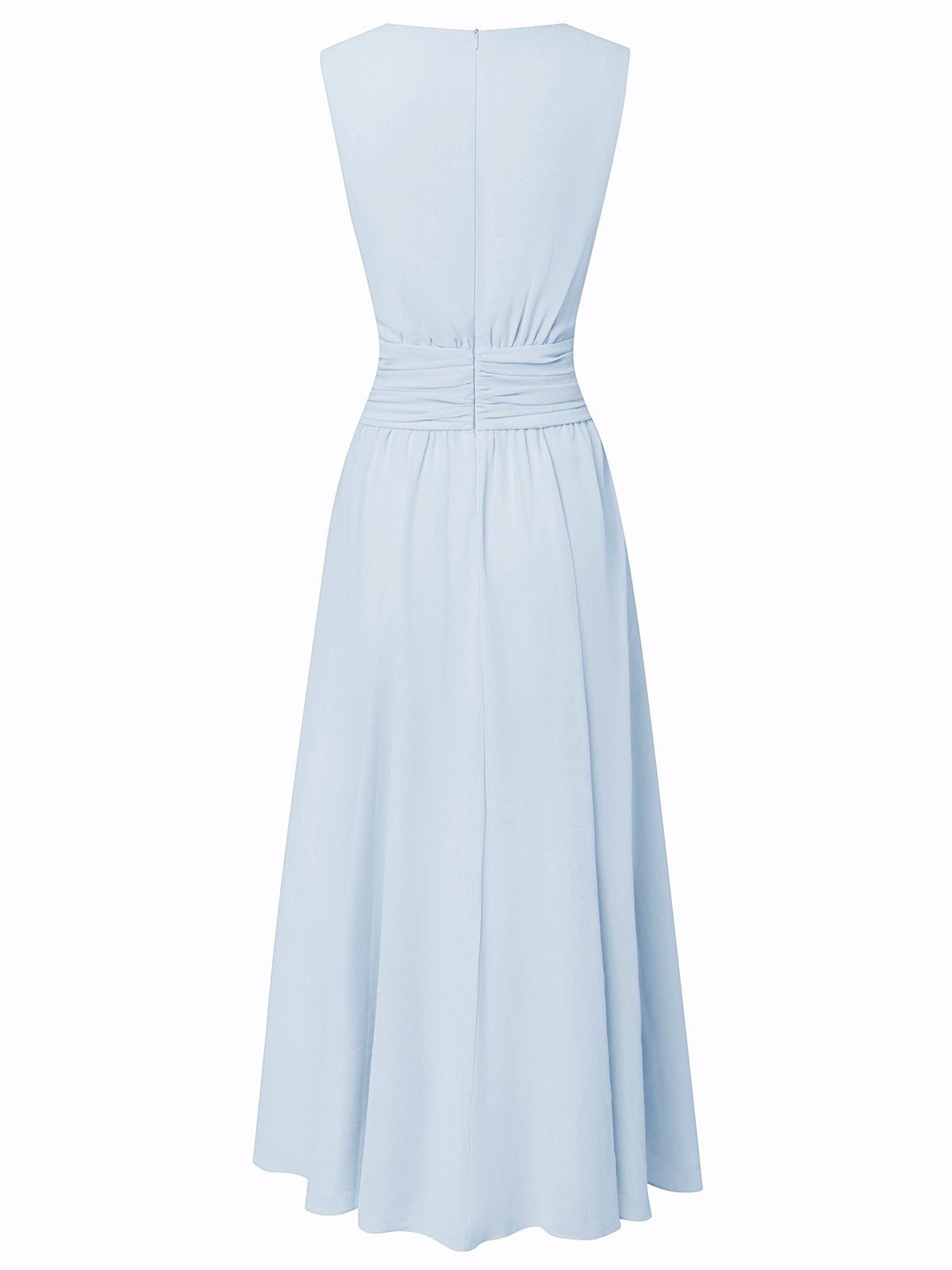 Sleeveless Ruched A-Line Wedding Guest Maxi Dress for Women - View 5