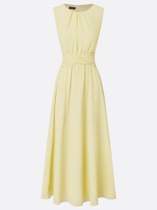 Sleeveless Ruched A-Line Wedding Guest Maxi Dress for Women - View 9
