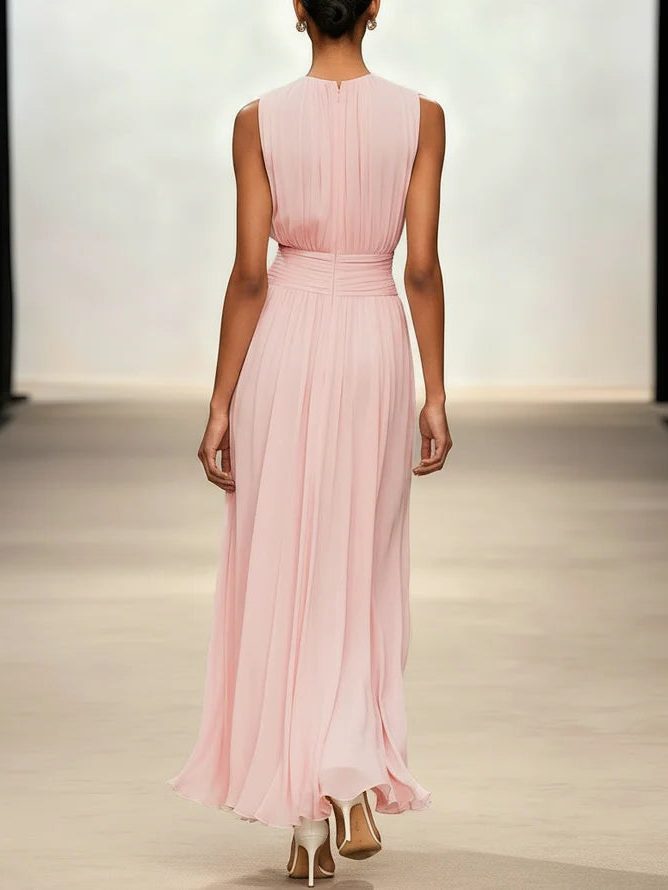 Sleeveless Ruched A-Line Wedding Guest Maxi Dress for Women - View 14
