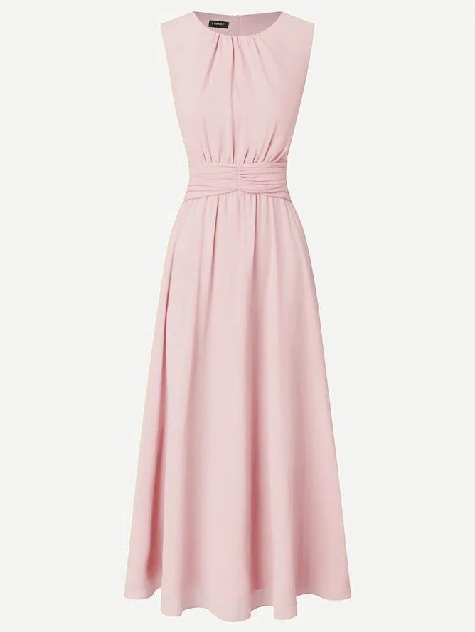 Sleeveless Ruched A-Line Wedding Guest Maxi Dress for Women - View 15