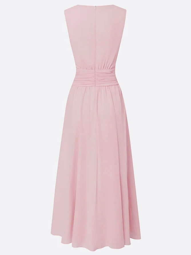 Sleeveless Ruched A-Line Wedding Guest Maxi Dress for Women - View 16