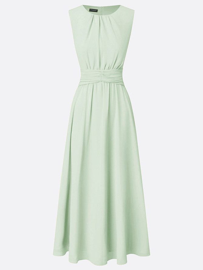 Sleeveless Ruched A-Line Wedding Guest Maxi Dress for Women - View 20