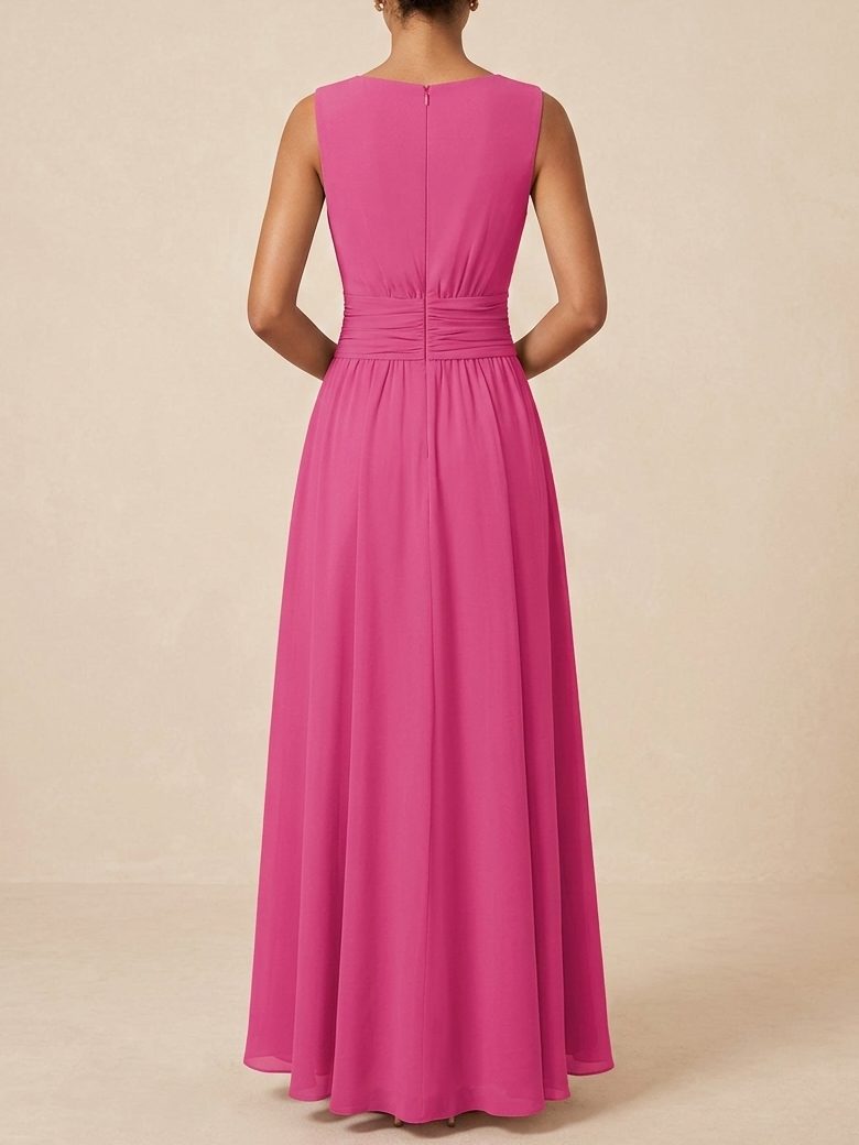 Sleeveless Ruched A-Line Wedding Guest Maxi Dress for Women - View 23