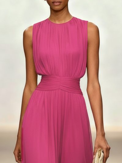 Sleeveless Ruched A-Line Wedding Guest Maxi Dress for Women - View 24