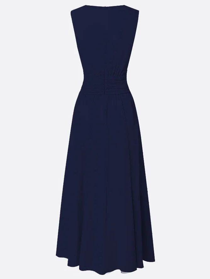 Sleeveless Ruched A-Line Wedding Guest Maxi Dress for Women - View 32