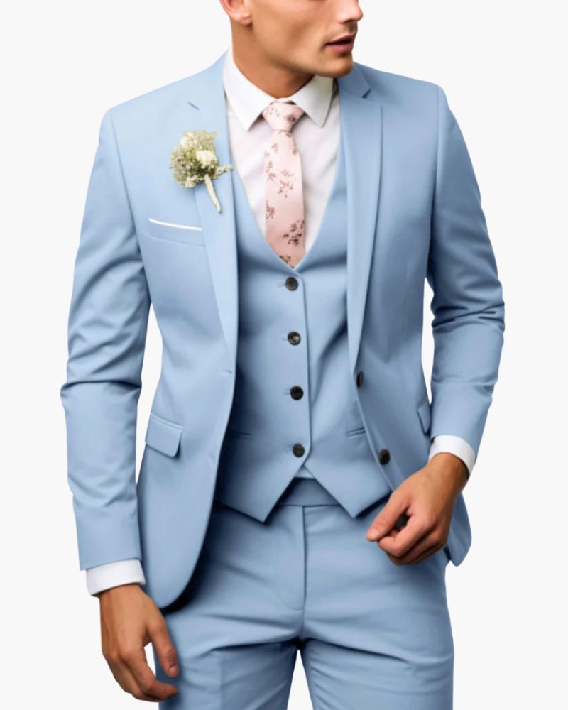 Slim Fit Three-Piece Suit for Men