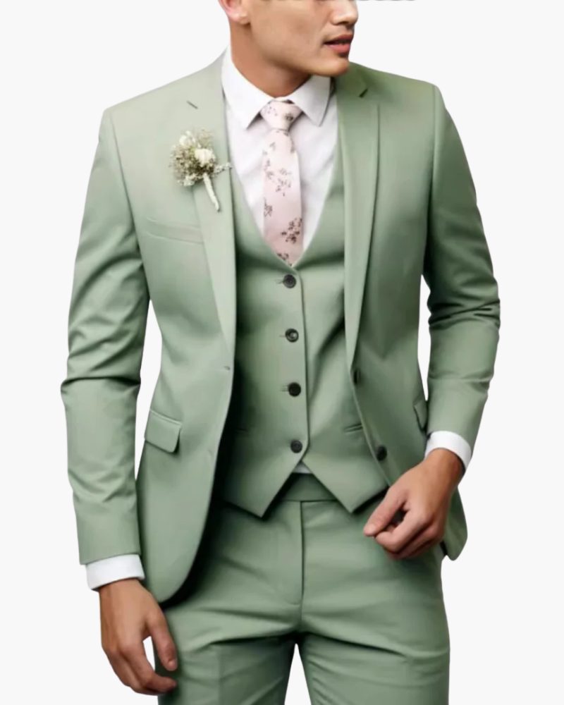 Slim Fit Three-Piece Suit for Men - Verde lime