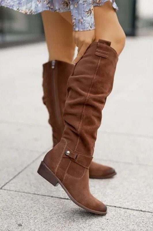 Slouch Knee-High Boots for Women - Brown