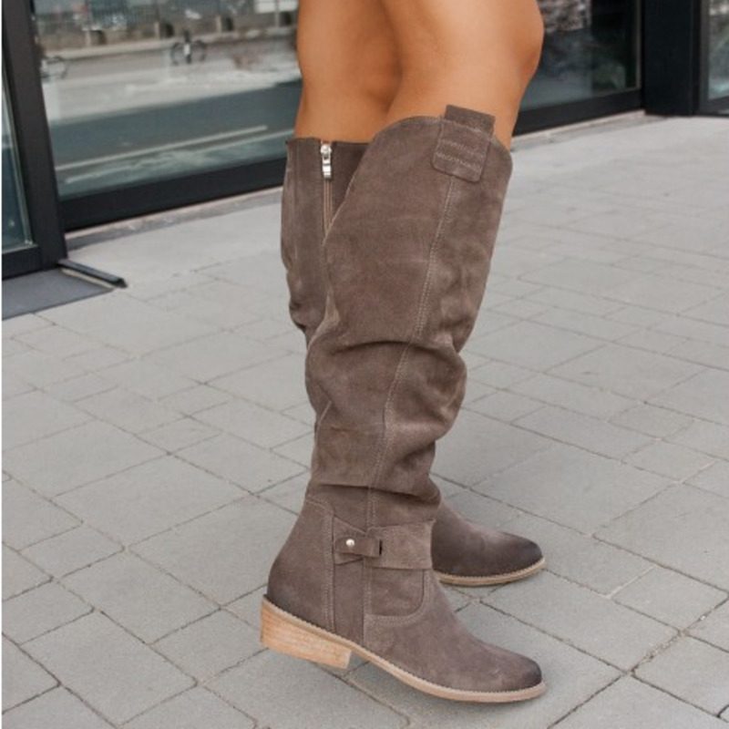 Slouch Knee-High Boots for Women - Light Brown
