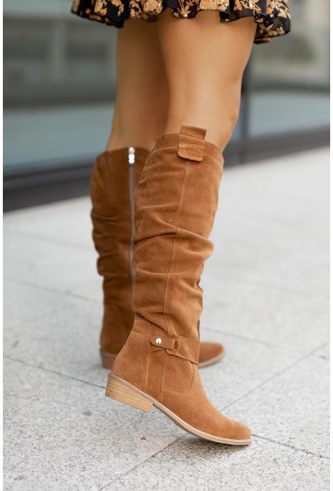 Slouch Knee-High Boots for Women - Caramel