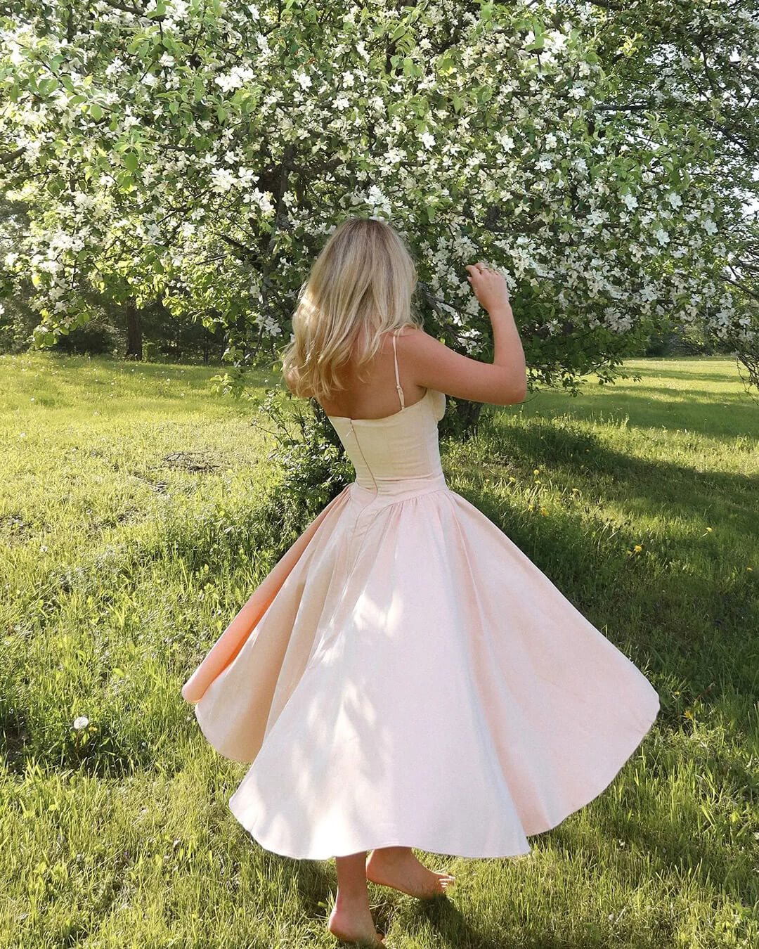Spaghetti Strap A-Line Midi Dress Wedding Guest for Women