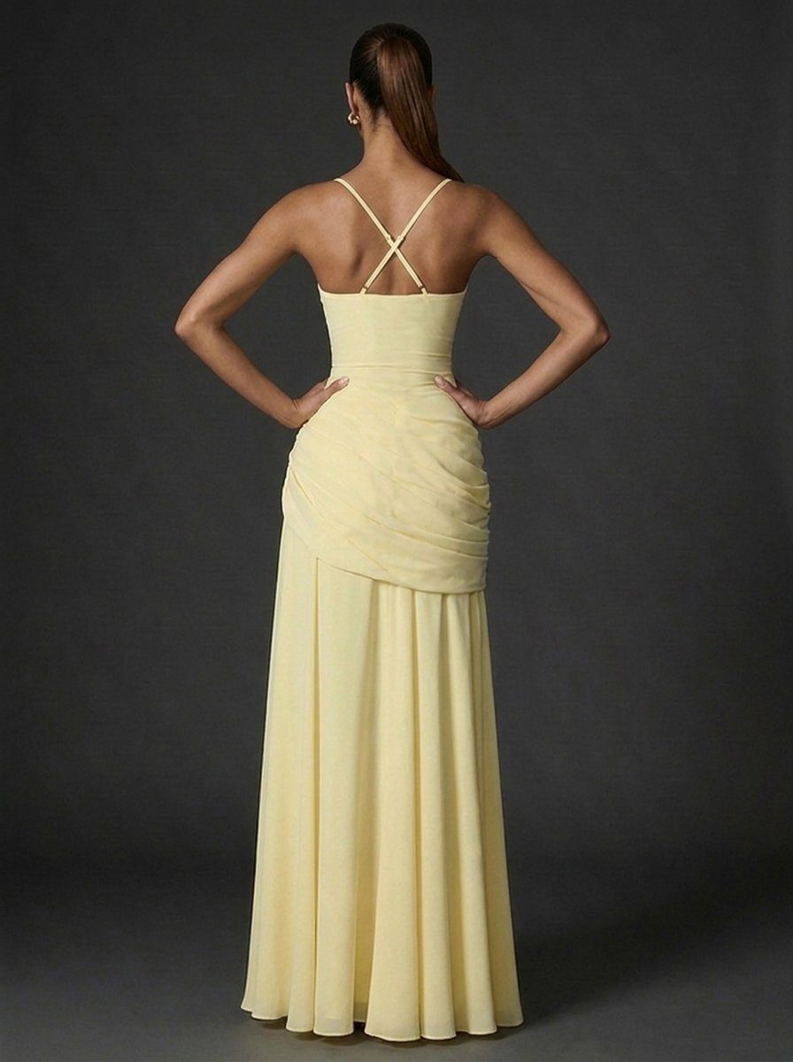 Square Neck Sleeveless Ruched Maxi Dress for Women - View 4
