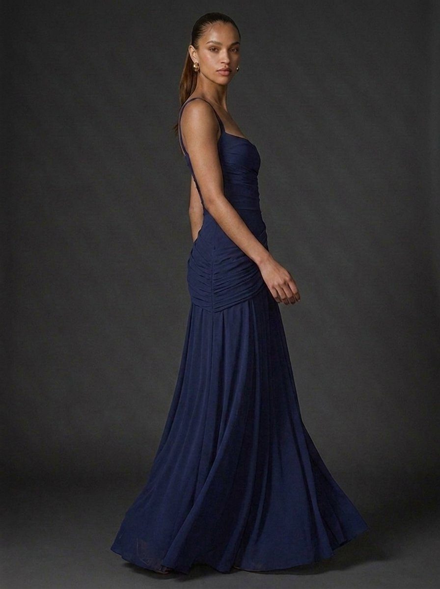 Square Neck Sleeveless Ruched Maxi Dress for Women - View 6