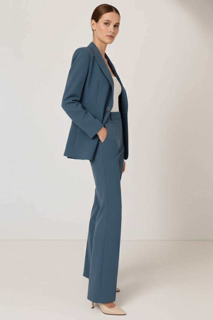 Straight Leg Blazer Suit Set for Women - View 4
