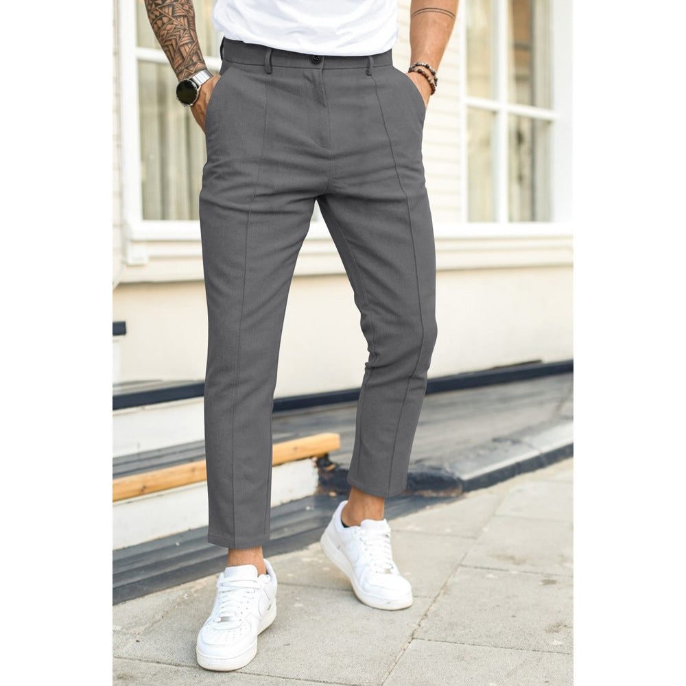 Straight Leg Crop Trousers for Men