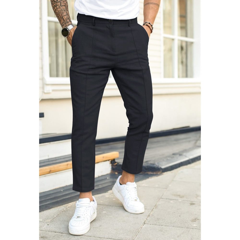 Straight Leg Crop Trousers for Men - Nero