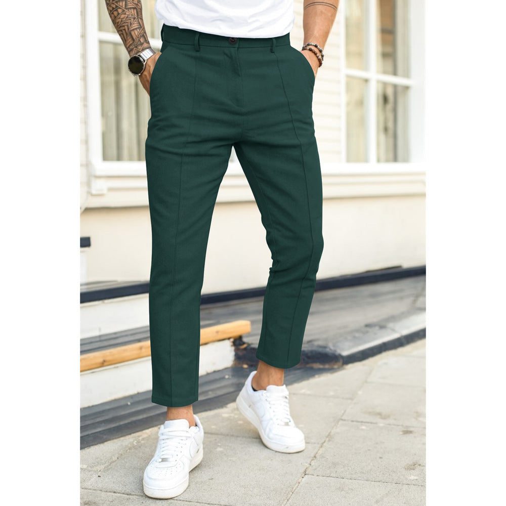 Straight Leg Crop Trousers for Men - Verde